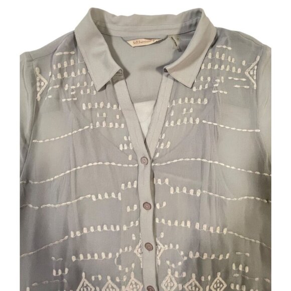Soft Surroundings Gray Ibiza Georgette Embroidered Shift Dress SIZE-SMALL - Picture 6 of 13
